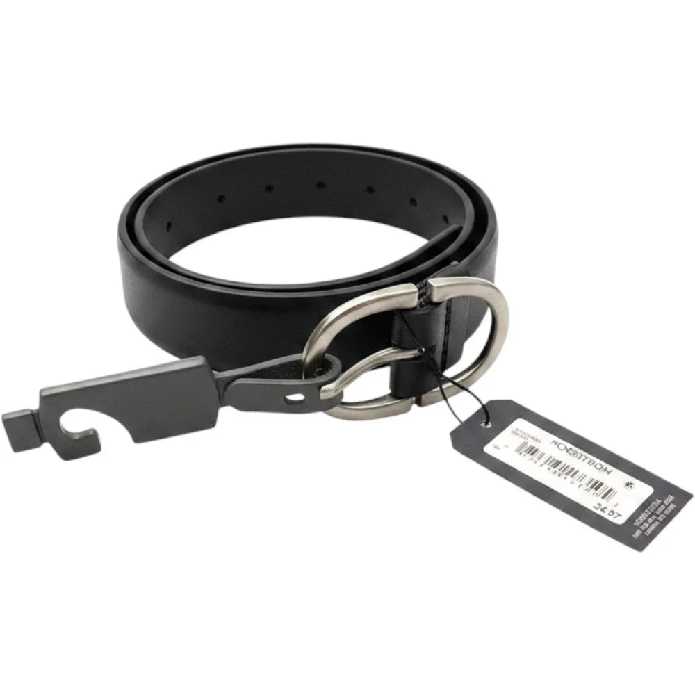 Melrose and Market Trouser Belt Womens Size M Black NWT Leather Double D Ring